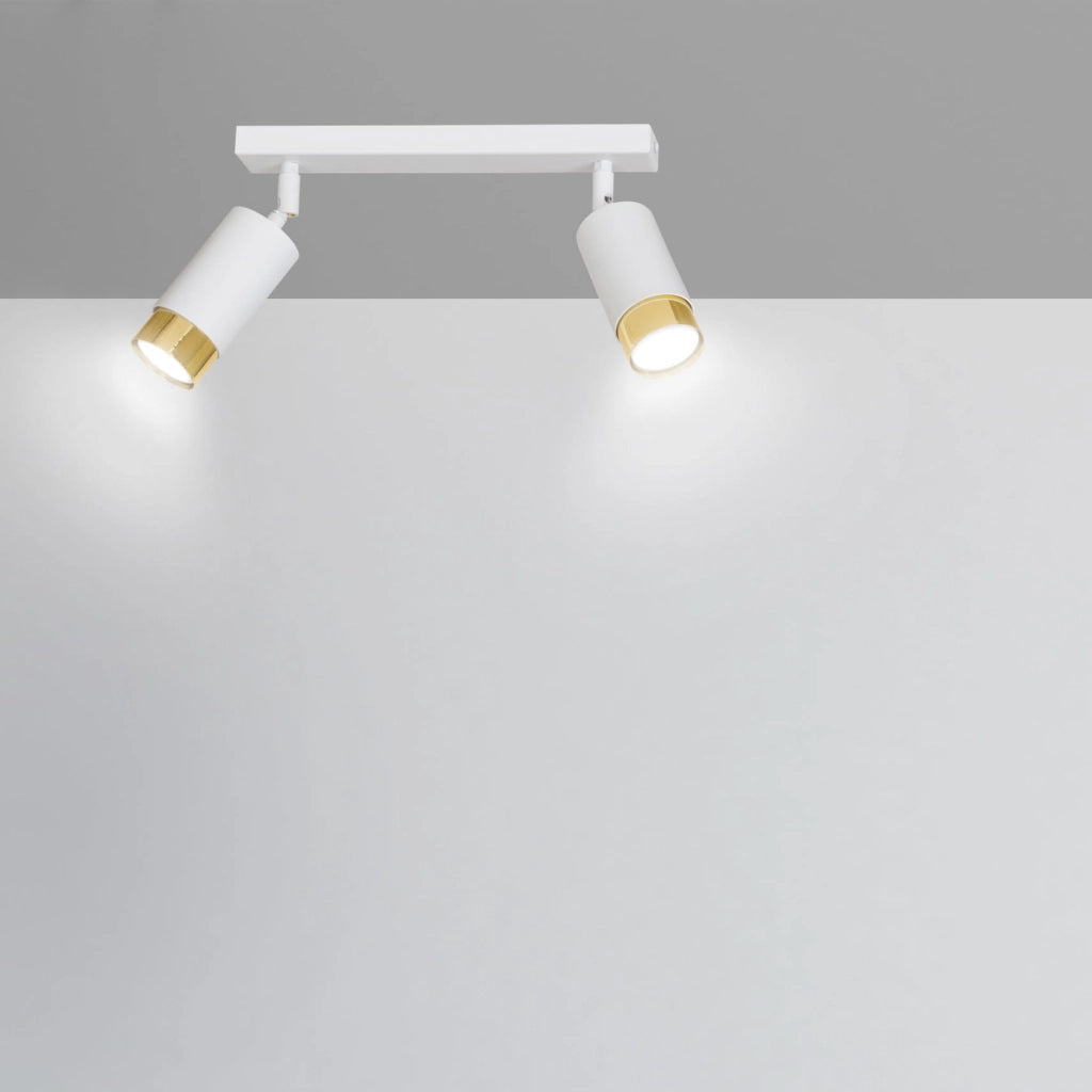Plafoniera Emibig HIRO 2 luci GU10 bianco oro orientabile