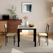 Tavolo da pranzo per 2 persone con 2 sedie, design salvaspazio, per cucina balcone e soggiorno, in MDF e metallo, naturale