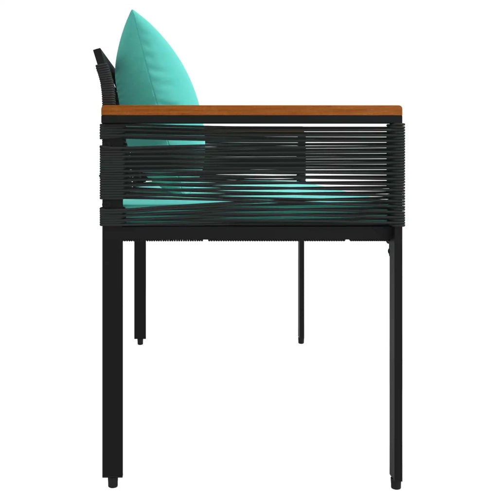 Panchina da esterno Nero e Turchese 117 x 54 x 74.5 cm