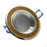 Faretto LED 8W oro brillantini orientabile GU10 incasso luce diffusa foro 7cm ORO 3000K