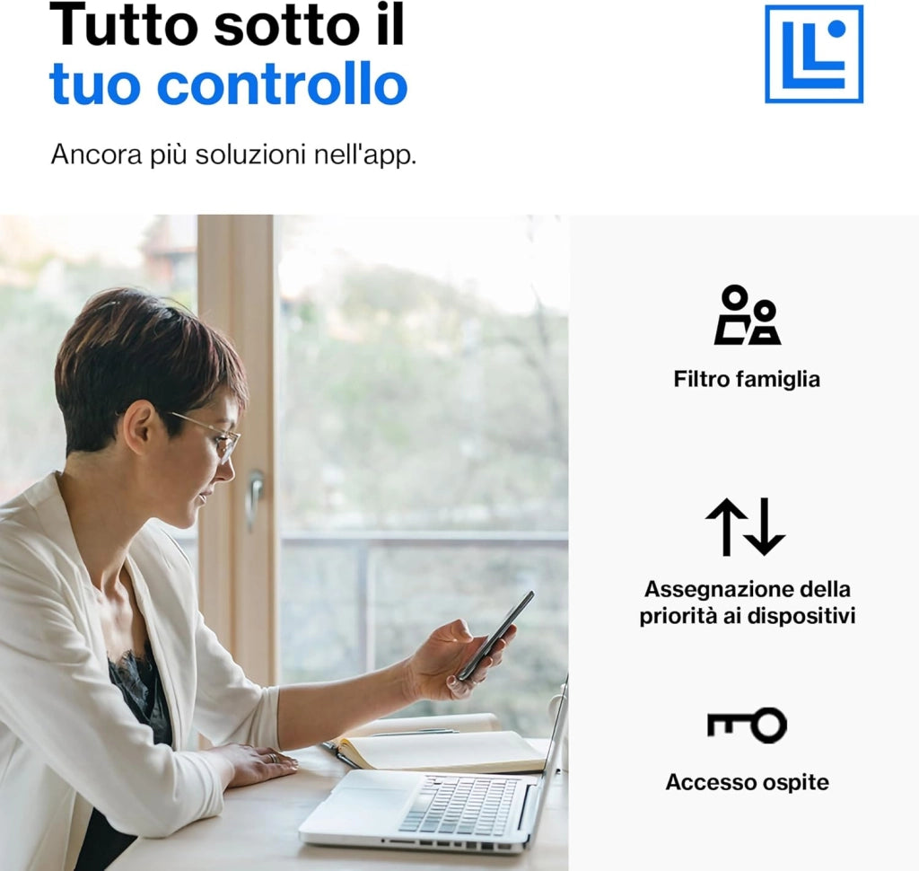 Router Wifi mesh Tri-Band Hydra Pro 6E, wireless, accesso alla banda 6 GHz, velocità massima 6.6 Gbps, copertura 250 m², piu 55 dispositivi