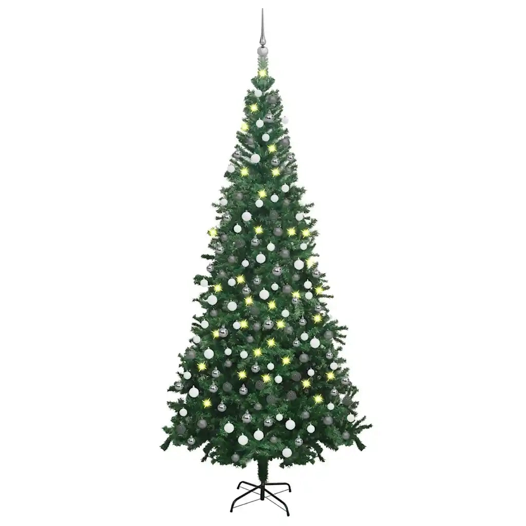Set Albero Natale Artificiale con LED e Palline L 240 cm Verde  cod mxl 5532