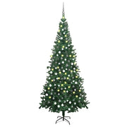 Set Albero Natale Artificiale con LED e Palline L 240 cm Verde  cod mxl 5532