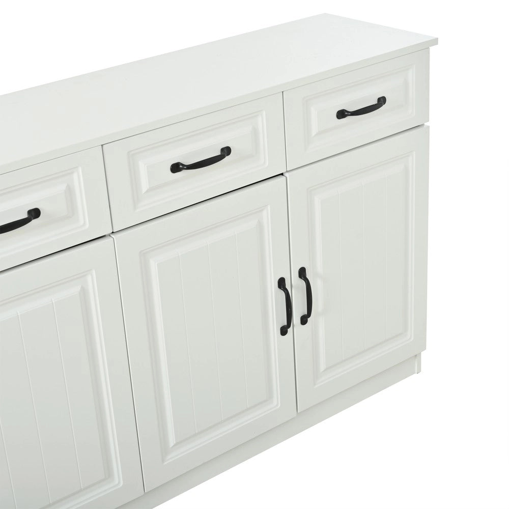 Credenza Bianca con Cassetti e Ante in MDF ¨C MINIMAL ¨C 160 cm, Design Moderno per Soggiorno