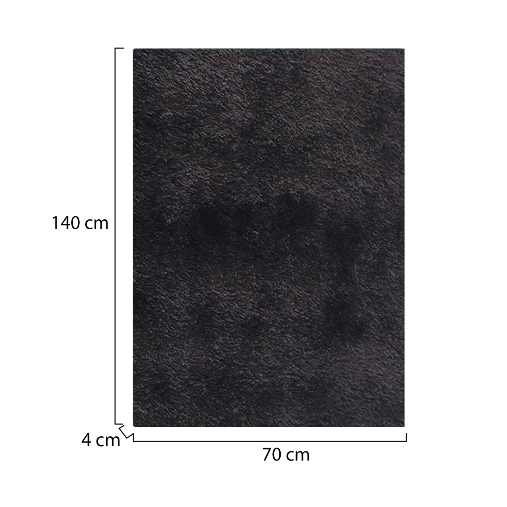 Latemeri, Tappeto Altezza Pelo 35 mm 100% Poliestere, 140x70 cm Nero