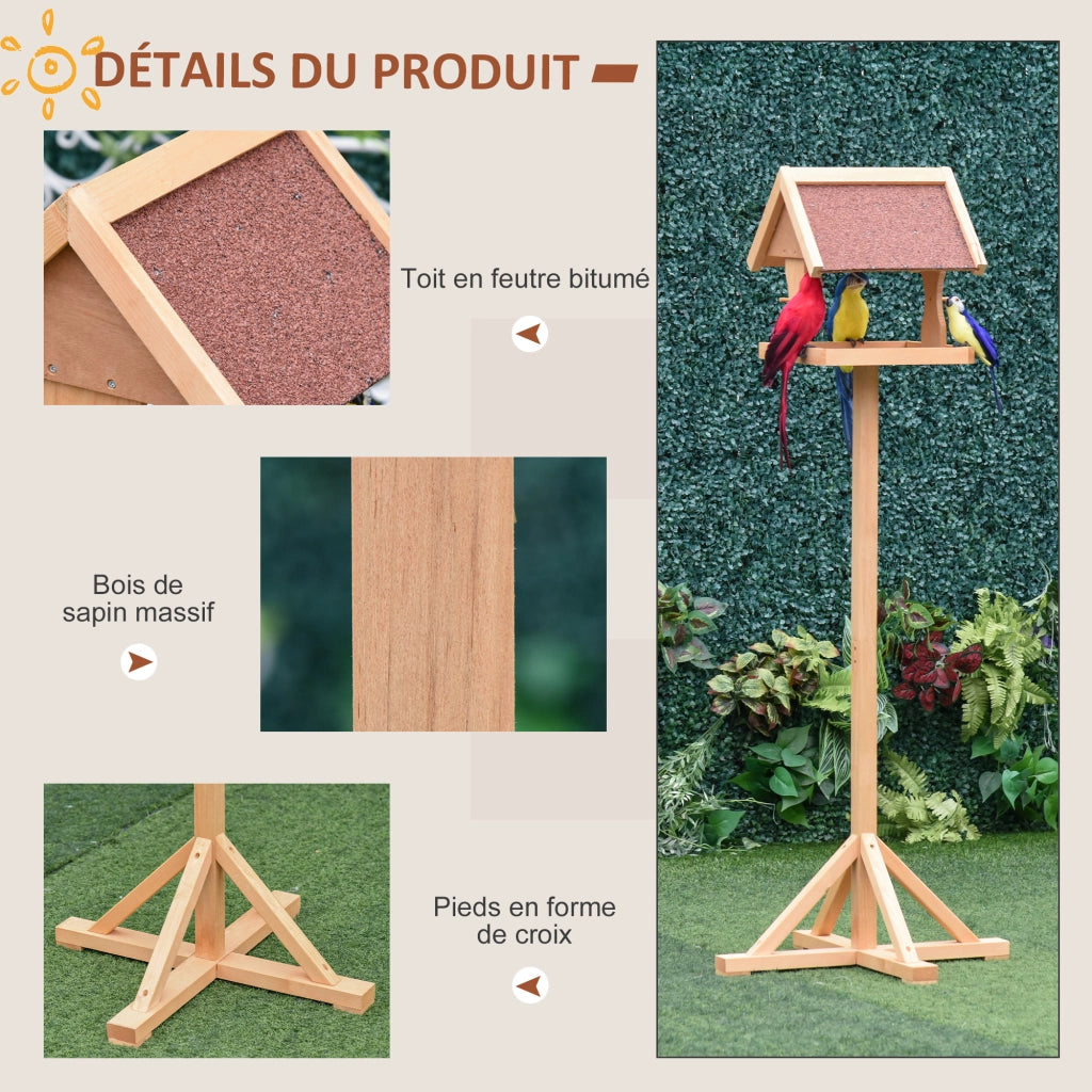 Mangiatoia per Uccelli da Giardino ¨C Xylo ¨C Legno Massello Naturale 55x55x144cm