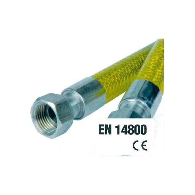 IDRO BRIC B2_0149946 Tubo Flessibile per Gas Domestici 150 cm Attacco 1-2'' M-F per GPL e Metano Certificazione EN 14800 colore Nero