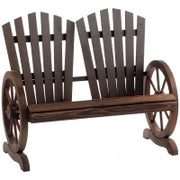 Panchina da Giardino in Legno Stile Country con Braccioli a Ruota, 108x66x95cm, Colore Legno