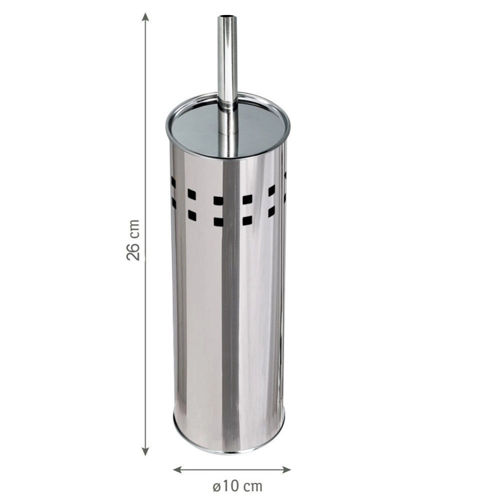 Trade Shop - Portascopino Con Spazzolone Wc Cilindro In Acciaio Inox 26x10cm Accessori Bagno -