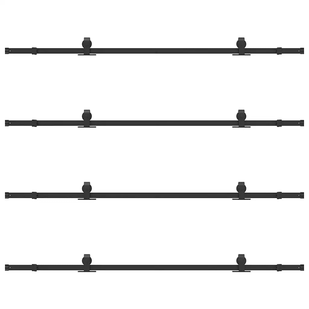 Kit di Binari per Porte Scorrevoli 427 cm Acciaio Nero