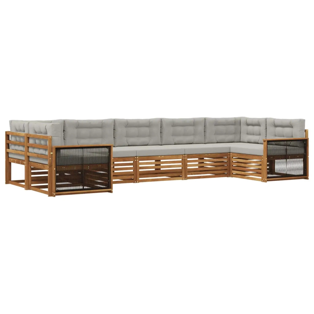 Set di divani da esterno 7 pz Naturale e Grigio Chiaro 3383804