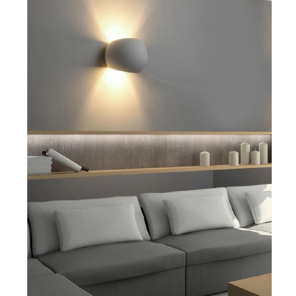 Trade Shop - Applique Da Parete In Gesso Tondo Up E Down Lampada Attacco G9 Verniciabile E07 -