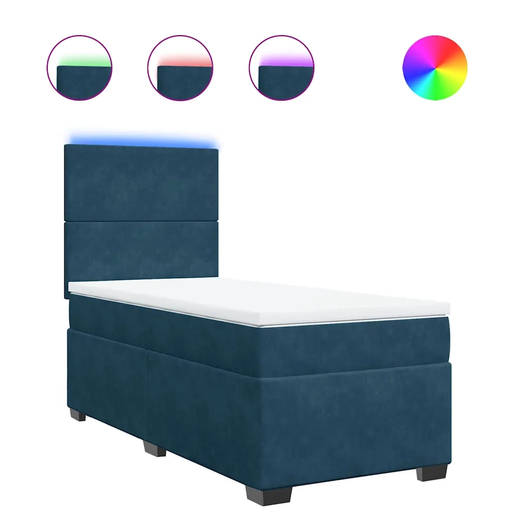 vidaXL Giroletto a Molle con Materasso Blu 90x190 cm in Velluto