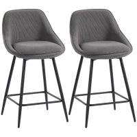Set di 2 sgabelli da bar con rivestimento in corda e gambe in acciaio, Grigio