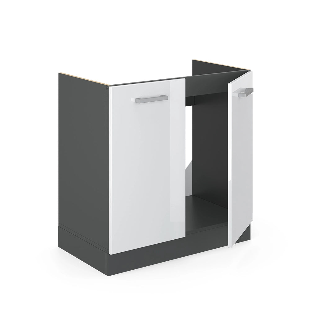 Vicco Mobile lavello cucina Bianco lucido 80 cm PL Marmo