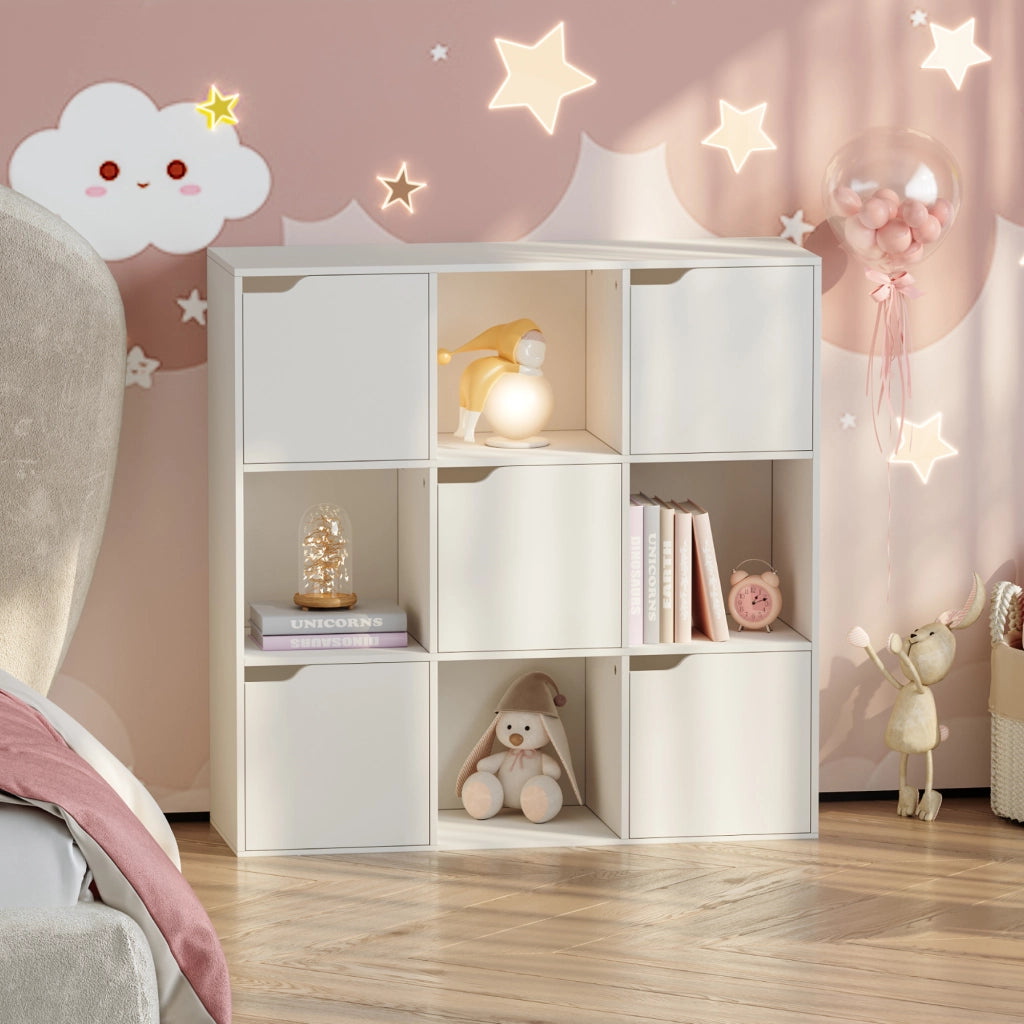 Scaffale per Cameretta Ljunshund con Vani Chiusi e Aperti 90 x 90 x 30 cm - Bianco [en.casa]