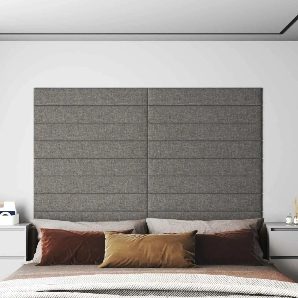 Testiera | Testata da Parete 12 pcs Grigio chiaro 90 x 15 cm Tessuto
