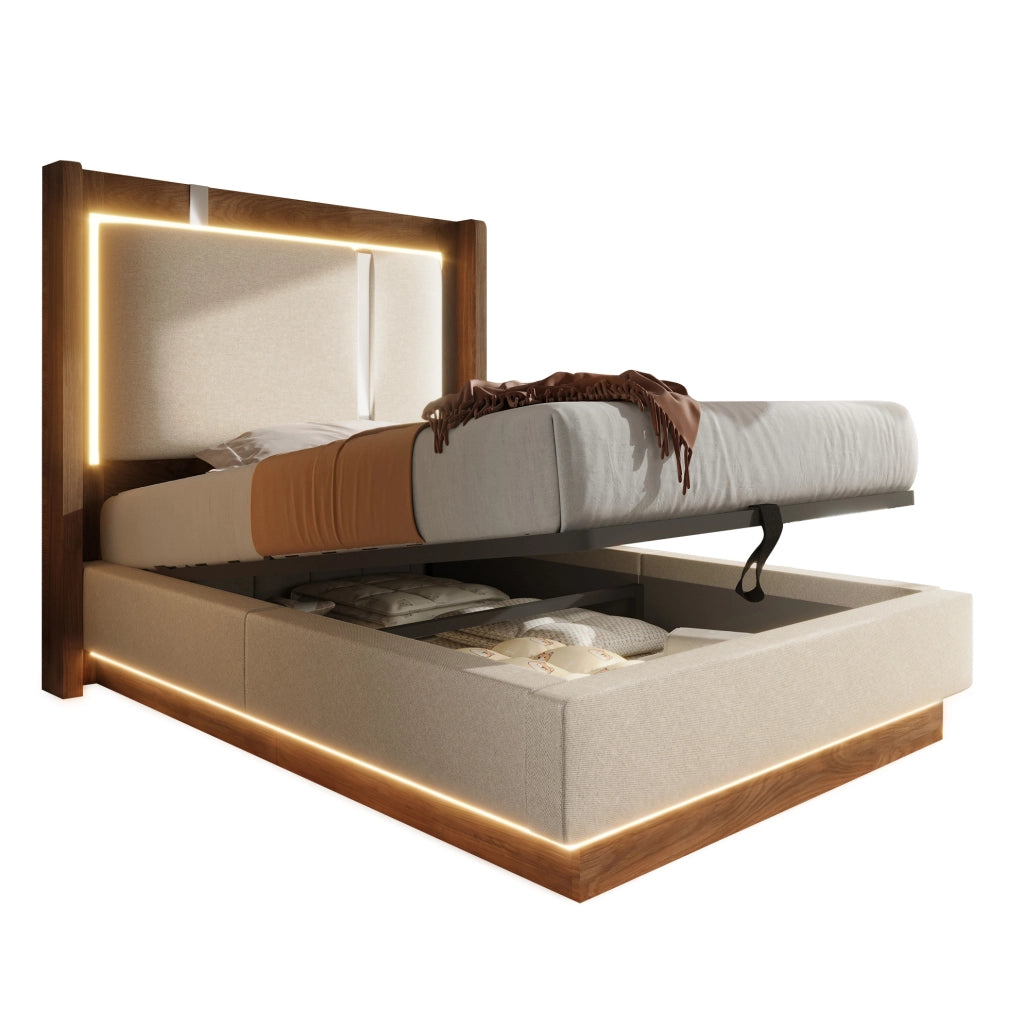 Letto imbottito 90x200 con rete, LED, cassettone idraulico e testiera 60 cm, stile rétro grigio