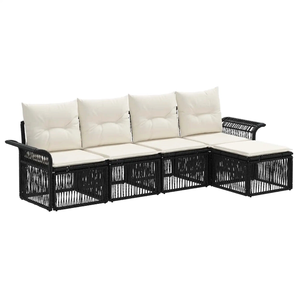 Set Divano da Giardino 5 pcs Nero polyrattan 3434815