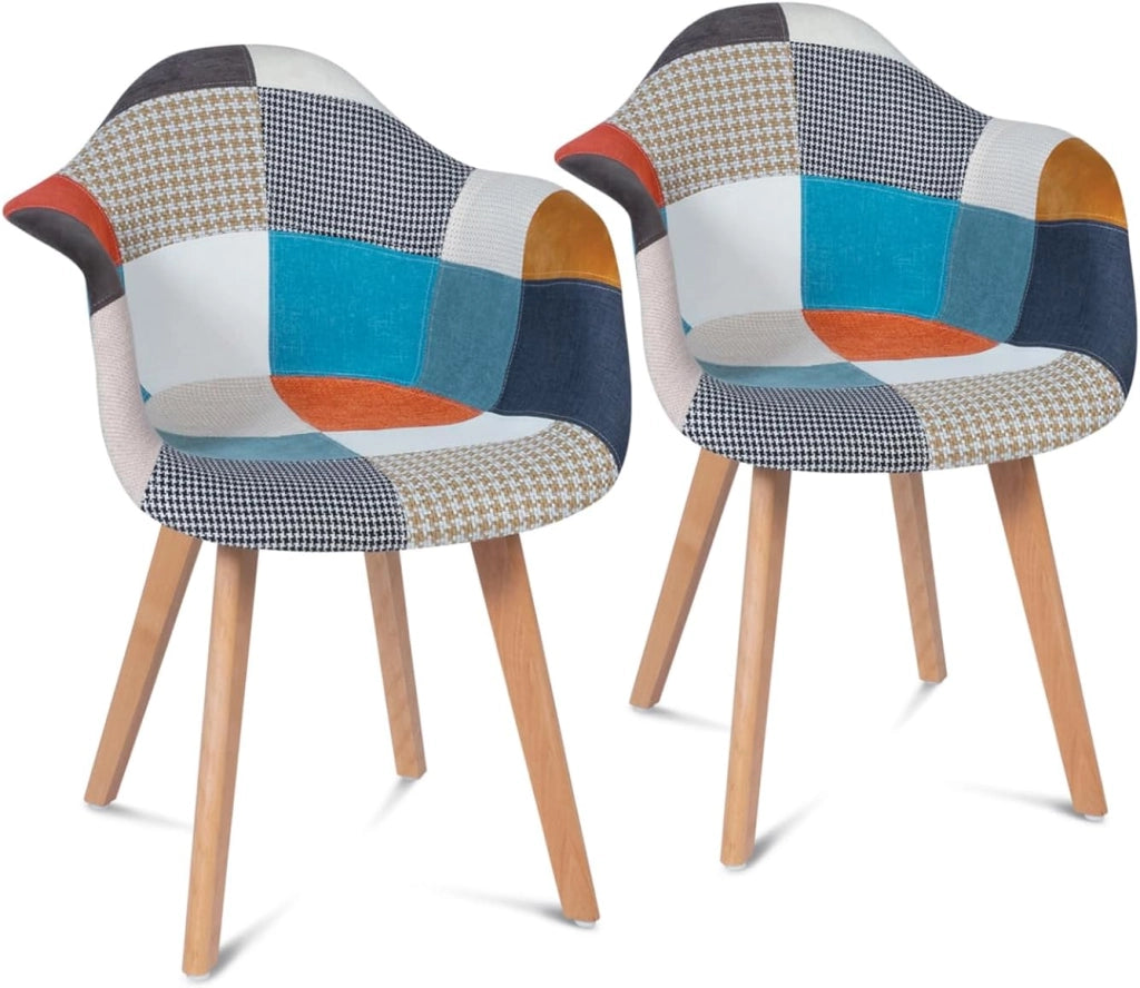Set di 2 poltrone scandinavo con motivo patchwork multicolore SARA
