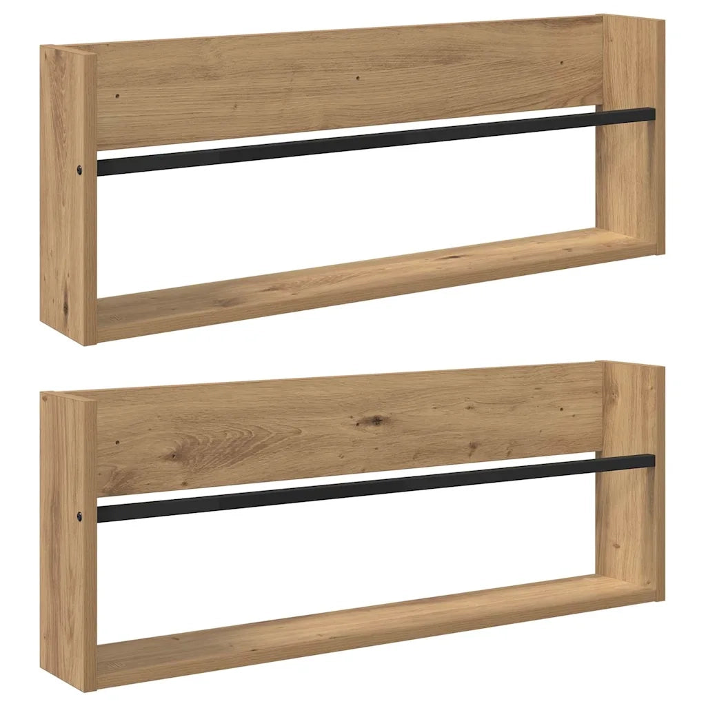 Scaffale per riviste 2 pcs Rovere artigianale 80 x 12 x 30 cm 890815