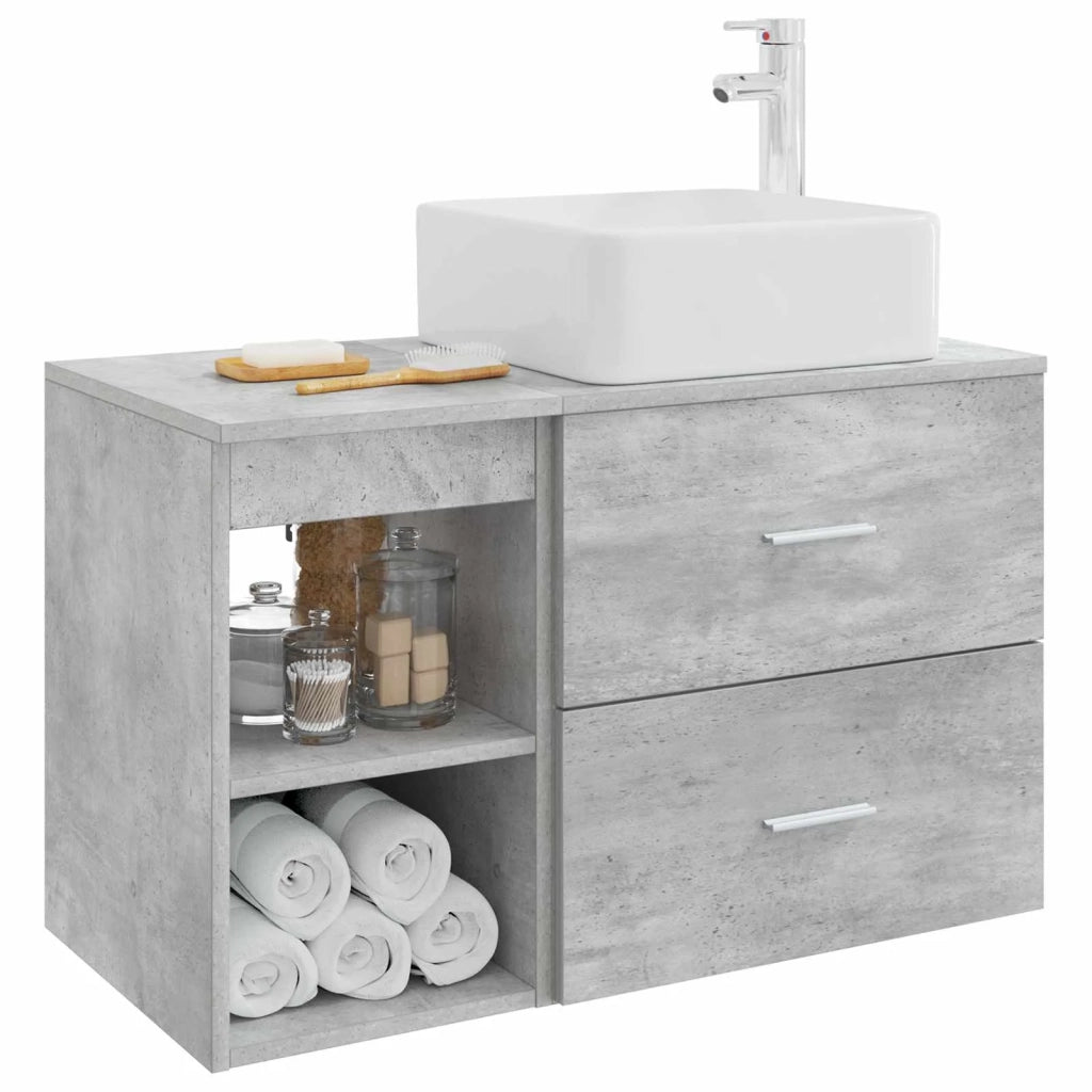 Set di mobili per il bagno 2 pz Grigio Cemento 3403899