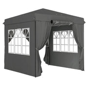 Gazebo 2.5x2.5m gazebo pieghevole invernale resistente all'acqua stabili e impermeabili a prova d'inverno protezione UV 50+ tenda da giardino pieghevole per feste con 4 pannelli laterali gazebo da giardino per campeggio grigio scuro