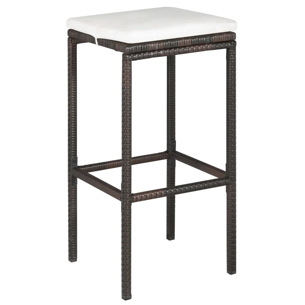 Set da Bar da Giardino 5 pz | Set Salotto da Giardino con Cuscini in Polyrattan Marrone