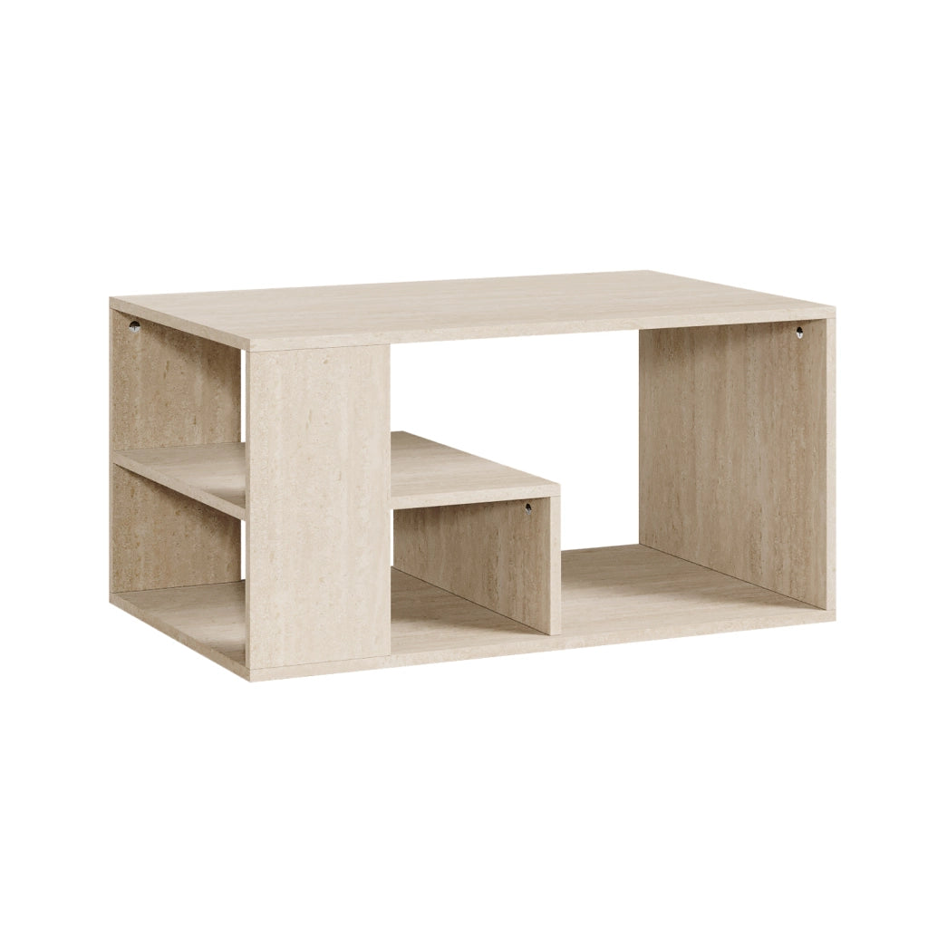 Tavolino Centrale da Salotto Antaa con Vani Aperti 80 x 50 x 40 cm - Color Avorio Travertino [en.casa]