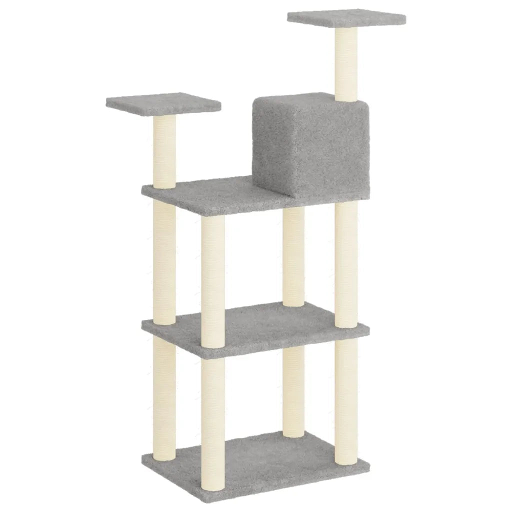 Albero per Gatti con Tiragraffi in Sisal Grigio Chiaro 118,5 cm 171428