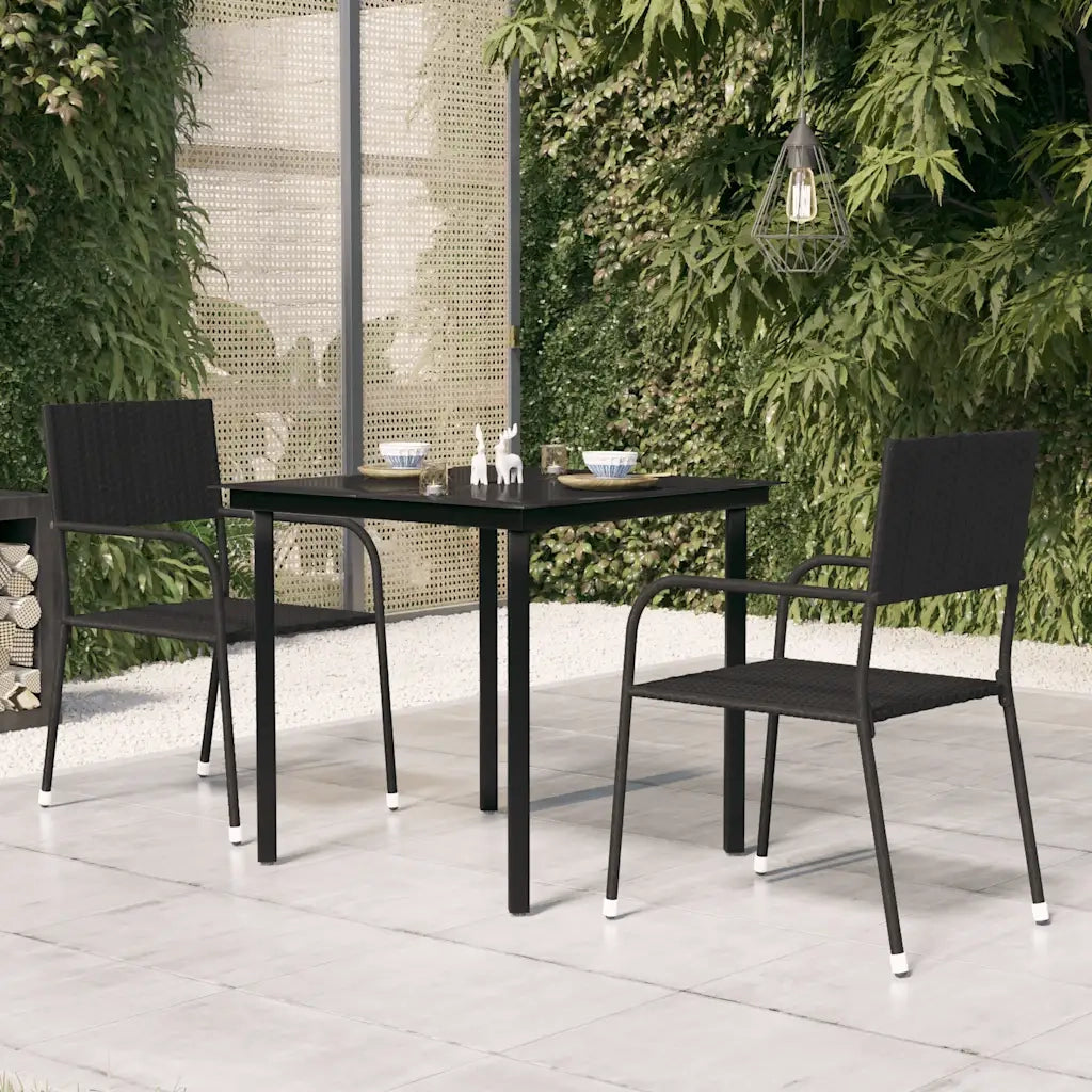 Tavolo da Giardino Nero 80x80x74 cm in Acciaio e Vetro cod mxl 34381