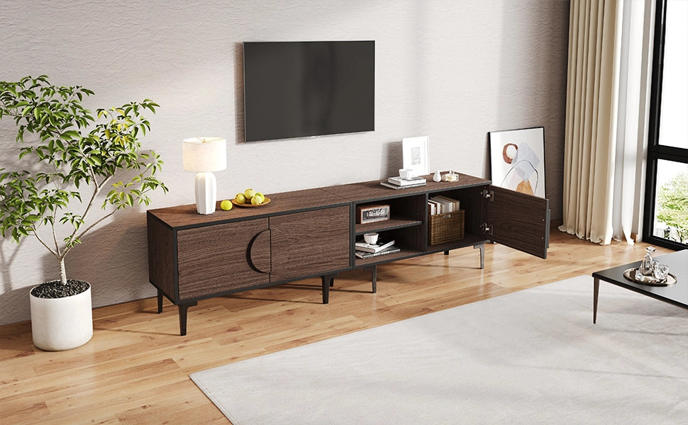 Lowboard TV 180 cm colore noce scuro in truciolare