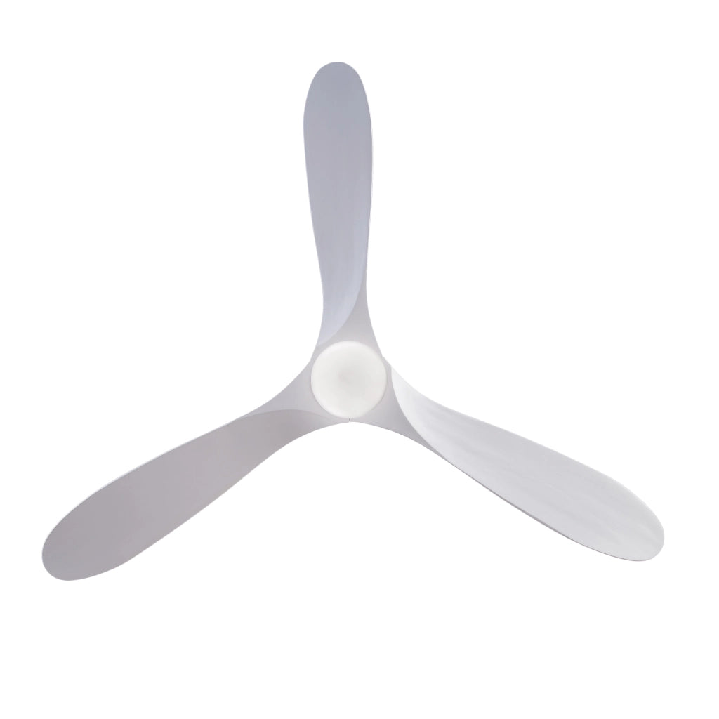 Ventilatore da soffitto da 60 pollici con luce LED; 3 pale in legno massello e telecomando; bianco