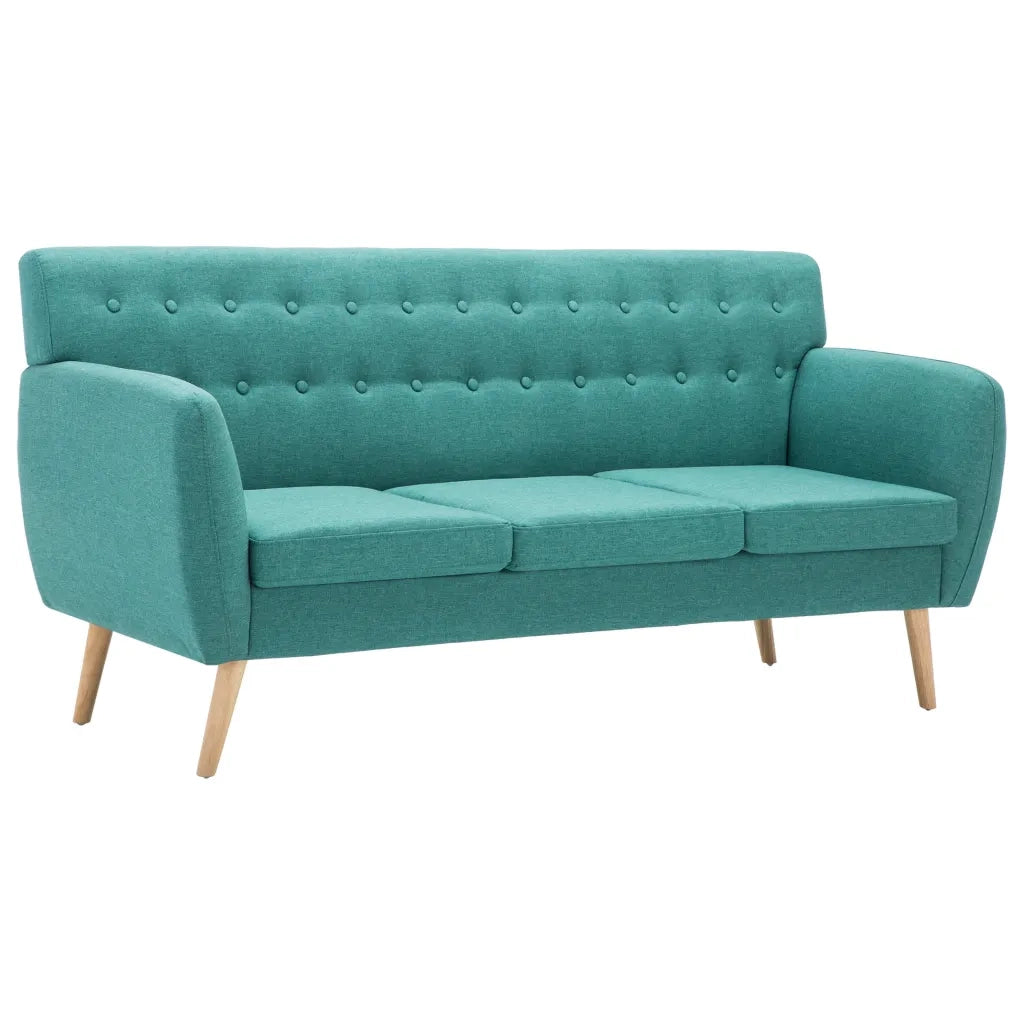 Divano a 3 Posti in Stoffa Imbottito 172x70x82cm Verde cod mxl 15121