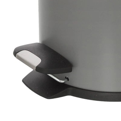 Pattumiera bagno in acciaio grigio con pedale e coperchio slim 3 lt