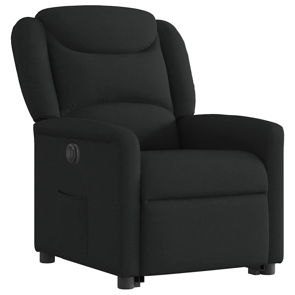 Poltrona Alzapersona Reclinabile Elettrica Nera in Tessuto 3303216