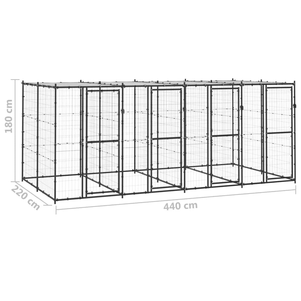 Gabbia per Cani da Esterno in Acciaio con Tetto 9,68 mÂ² cod mxl 56933