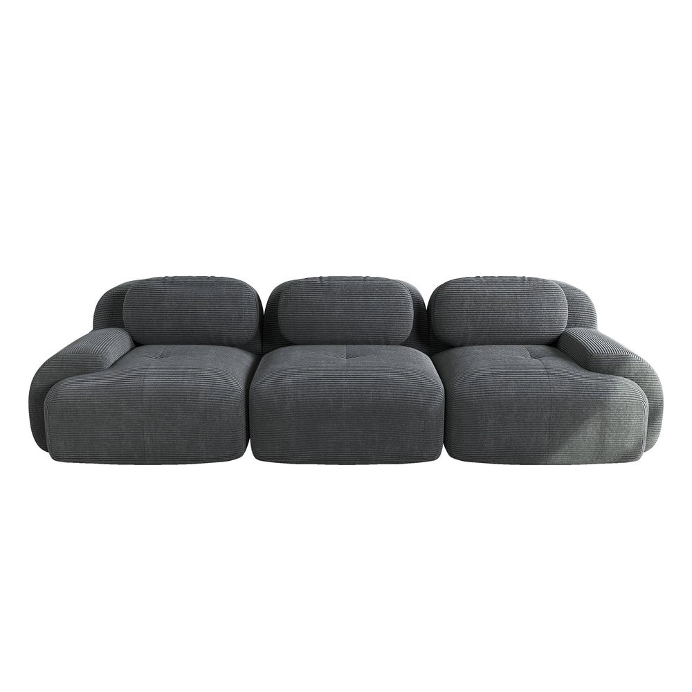 Divano 3 posti ¨C Minimal ¨C grigio, tessuto, braccioli imbottiti, senza montaggio