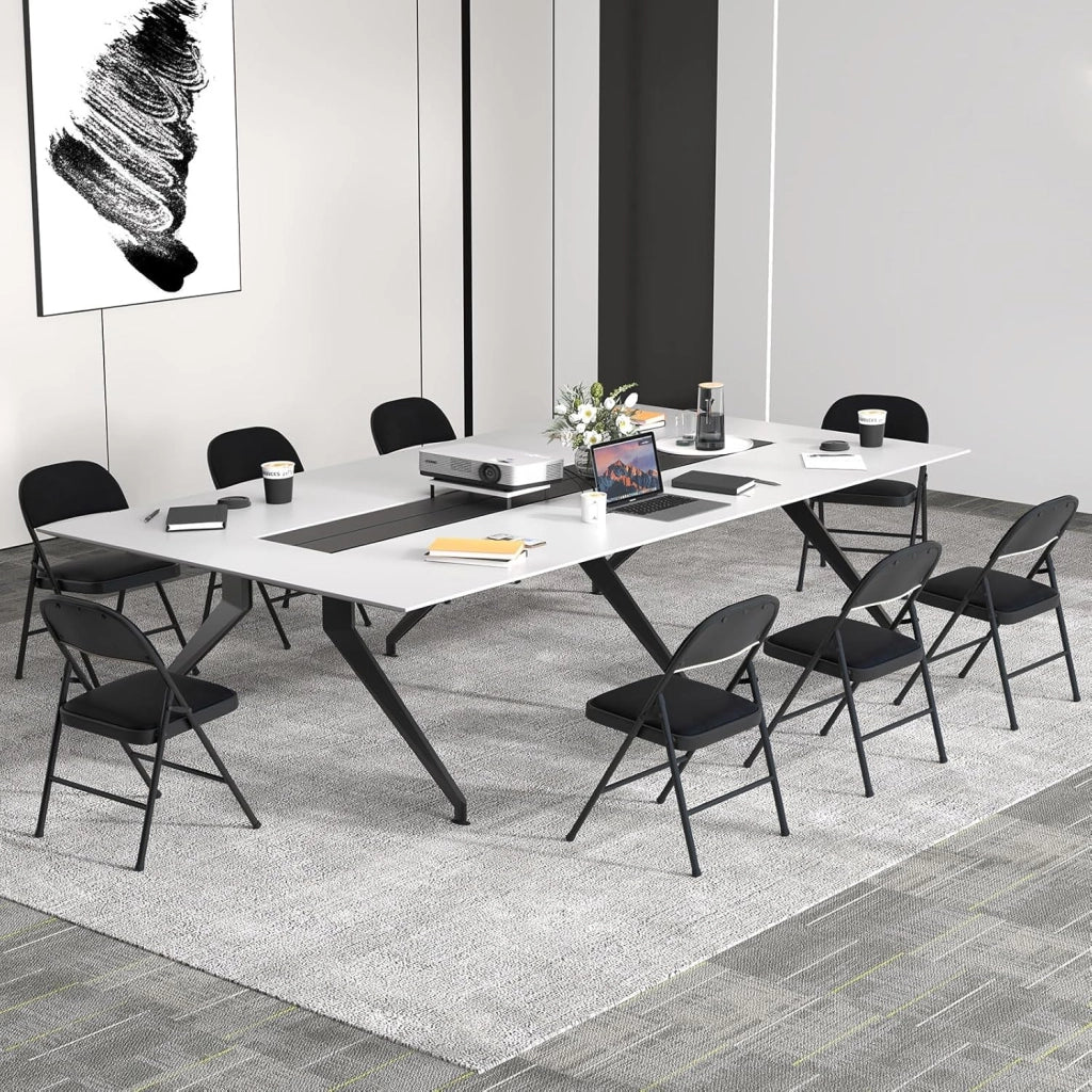 Set di 2 Sedie Pieghevoli, Sedia per Interno ed Esterno con Struttura in Metallo, Sedie Impilabili in Artificiale PVC, Portata 150kg, Sdraio Imbottite da Pranzo per Feste e Matrimoni (2)