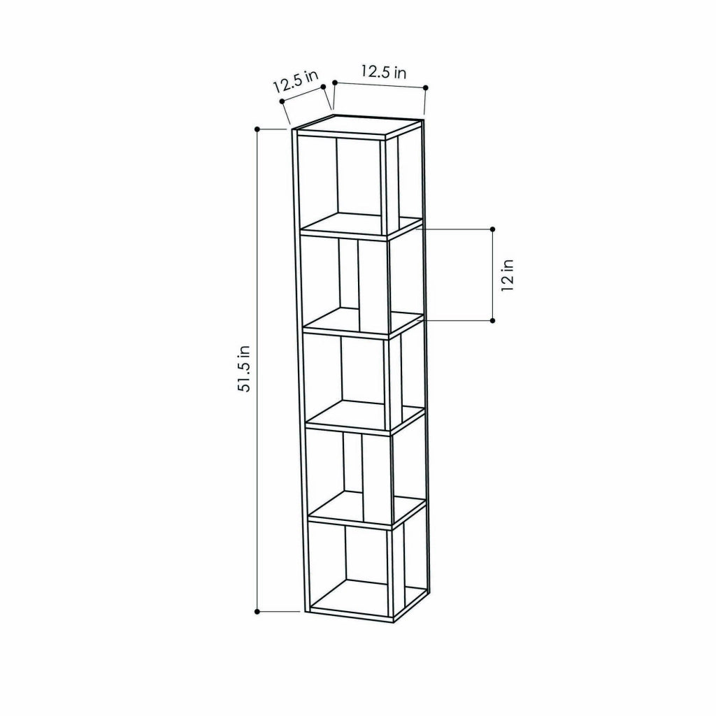 Biblioteca Herman, Libreria 4 Ripiani, 34x34x161h cm Bianco