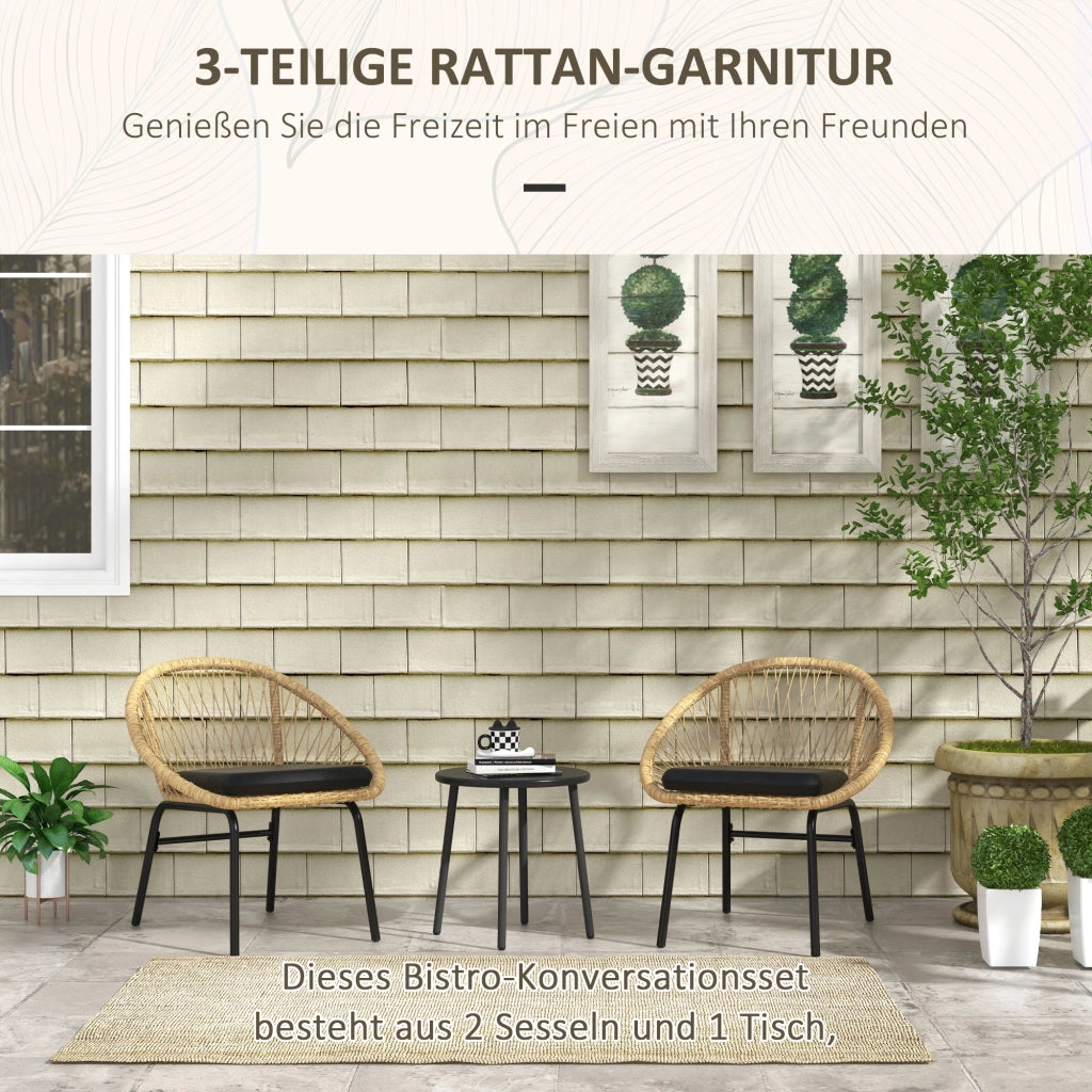 Set giardino polyrattan ¨C zephmum ¨C 2 sedie, tavolo, giallo