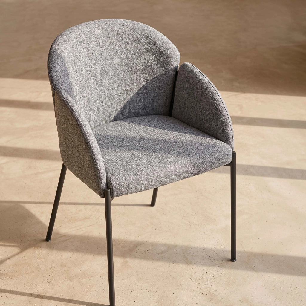 Set di 2 sedie in acciaio e tessuto grigio antracite