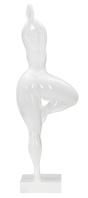 Statua Donnina Yoga 16x45,8x9 cm in Poliresina Bianco