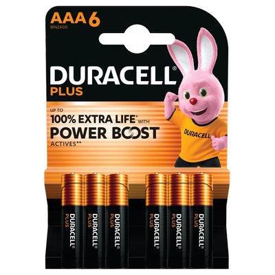 PILA MINI STILO AAA PLUS POWER BOOST DURACELL - ALCALINA VOLT 1,5 CF=PZ 6- 10 confezioni