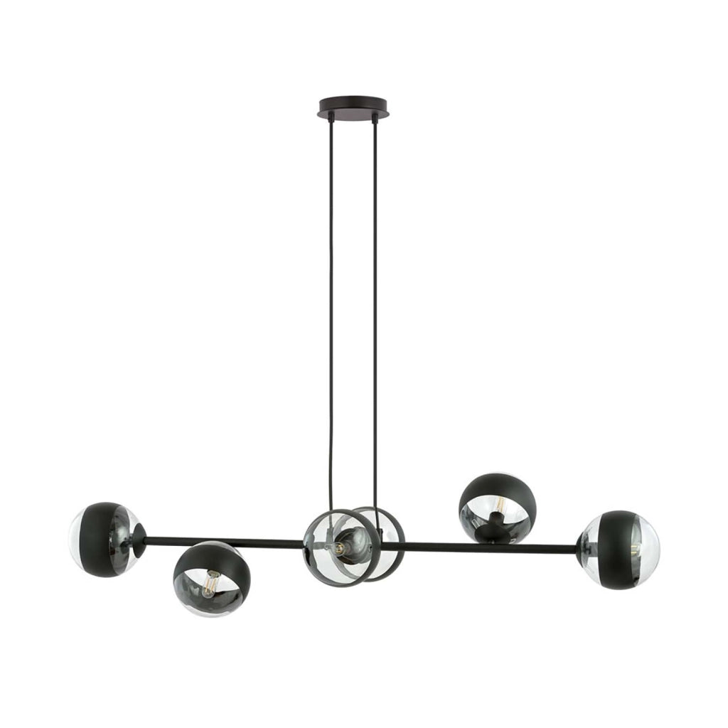 Lampadario Contemporaneo Su Acciaio Nero 6 Luci E14