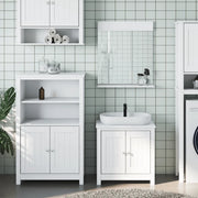 Set Mobili da Bagno 3 pz BERG Bianco in Legno Massello di Pino