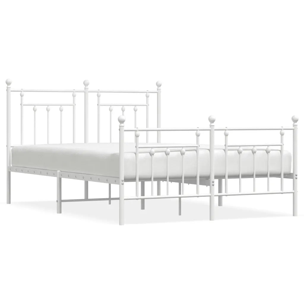 Giroletto con Testiera e Pediera-Struttura Letto Metallo Bianco 140x200 cm 844731