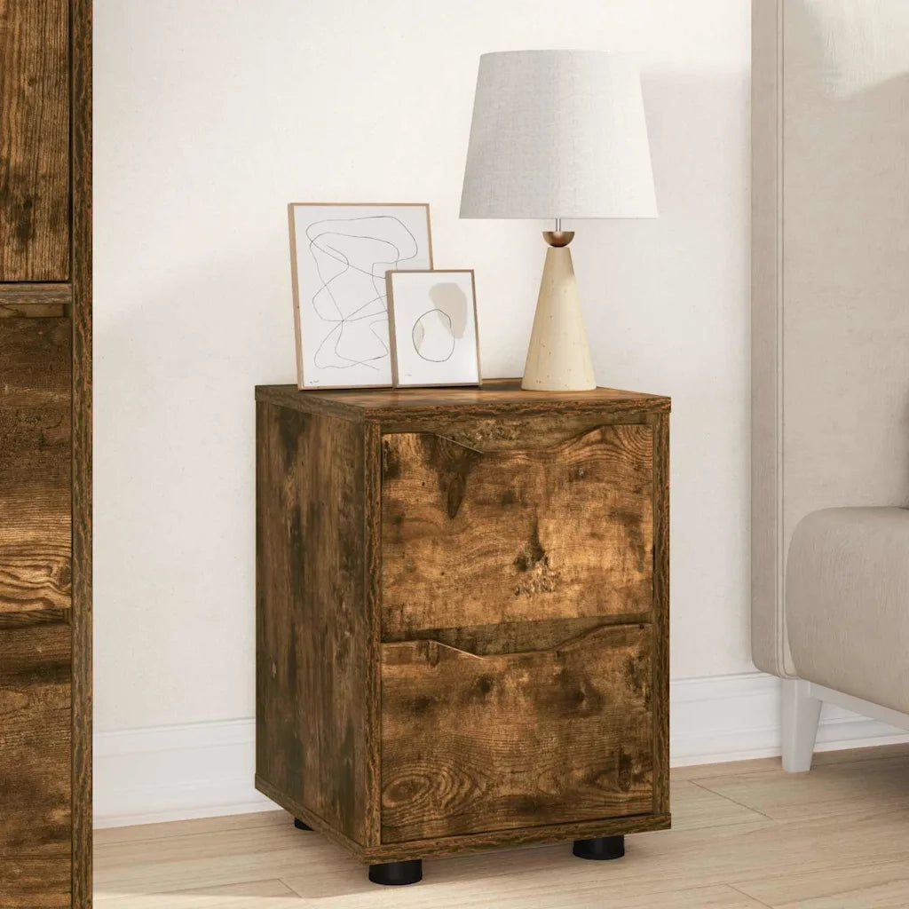 Set di 2 Comodini | Armadio da Notte | Mobiletto da notte Rovere fum¨¦ 30,5 x 30 x 43 cm Legno multistrato