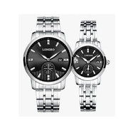 Trade Shop - Orologio Uomo Donna Longbo 80436 Analogico Data Impermeabile Acciaio Silver Nero -