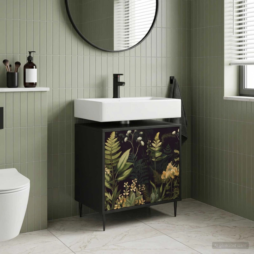 Mobile da Bagno RHENEN Rovere Nero 60 x 40 x 61 cm 8007409